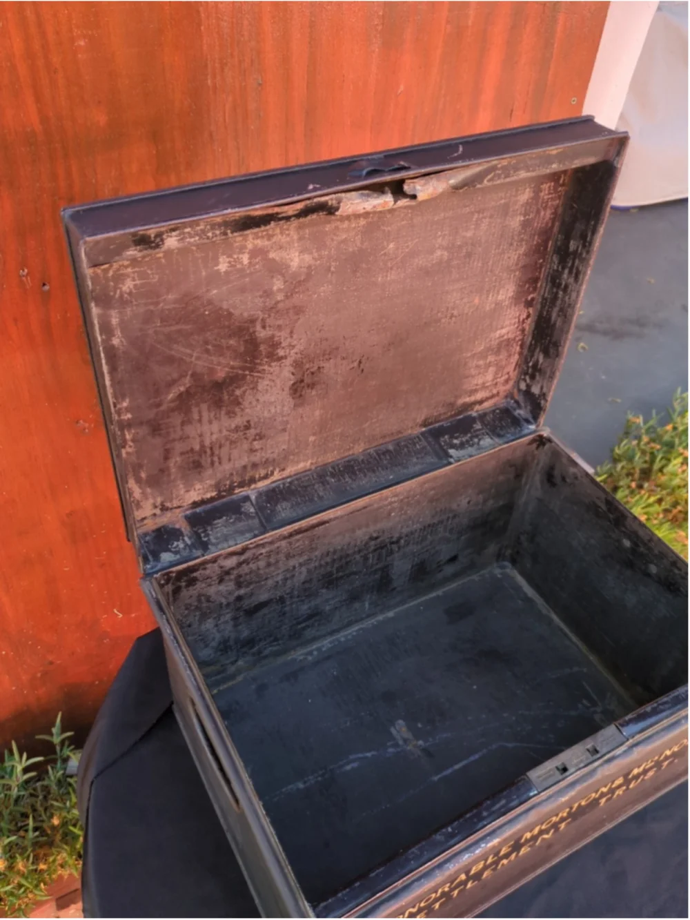 Antique Morton & Mrs. North's Settlement Trust Metal Box Late 19th Century